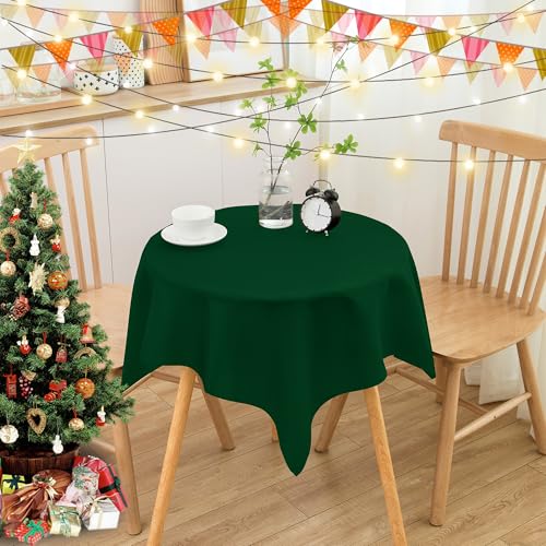 Image of sancua Small Square Tablecloths, Hunter Green Table Cloth, 36x36 Inch | For Square or Round Tables, Washable Polyester Fabric Cover, For Nightstand End Bedside Tables