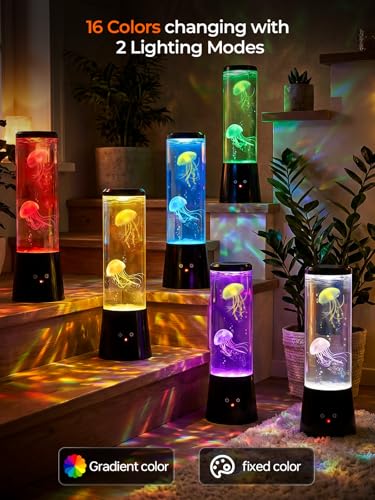 Image of Jellyfish Lamp, 16 Color Mood Night Light, Dual Power Mode Whisper-Quiet Sensory Aquarium Light, Decorative Night Lamp with Remote Control & Timer for Home Office Bedroom Decor for Kids Adults