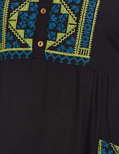 Image of Haute Curry by Shoppers Stop Womens Mandarin Collar Embroidered Kurta