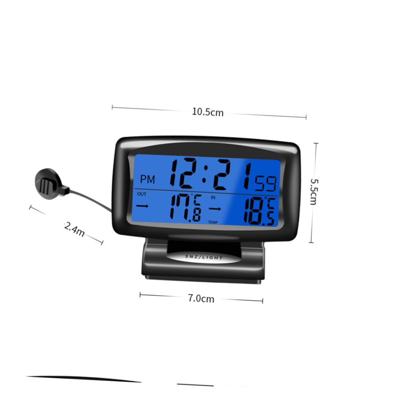 iplusmile 2piezas Electrónico Para Auto Doble Temperatura y Reloj Digital Luminiscente Para Tablero De Coche Resistente Al Agua Fácil Instalación Sin Perforación