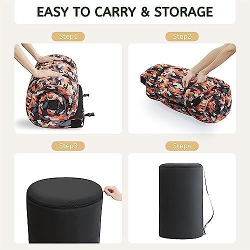 HomeMate Memory Foam Camping Single Mattress Pad Mat-Sleeping Pad Mat Portable Roll Up Travel Mattress CertiPUR-US for Adults-Camping Bed for Guests Floor Sleepover with Waterproof Cover Travel Bag - Thumbnail 4