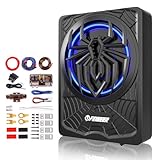 NEW 10' 1200W Subwoofer,BLUE Slim Underseat Car Subwoofer and Amp Package.Under Seat Subwoofers with Amp,Individual Control for Low Pass/Gain/Boost Bass.Deep Bass Perfect for Truck/SUV/Jeep/MPV