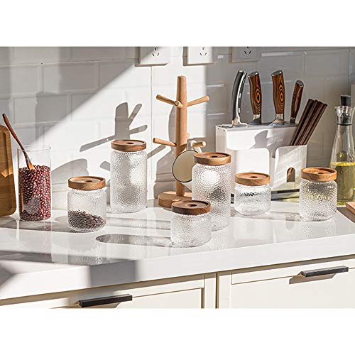 Anti-Slip Storage Jar, 3 Pack , With Airtight Wood Lid Glass Kitchen Canisters 12Oz, 17Oz, 25Oz #TOP4