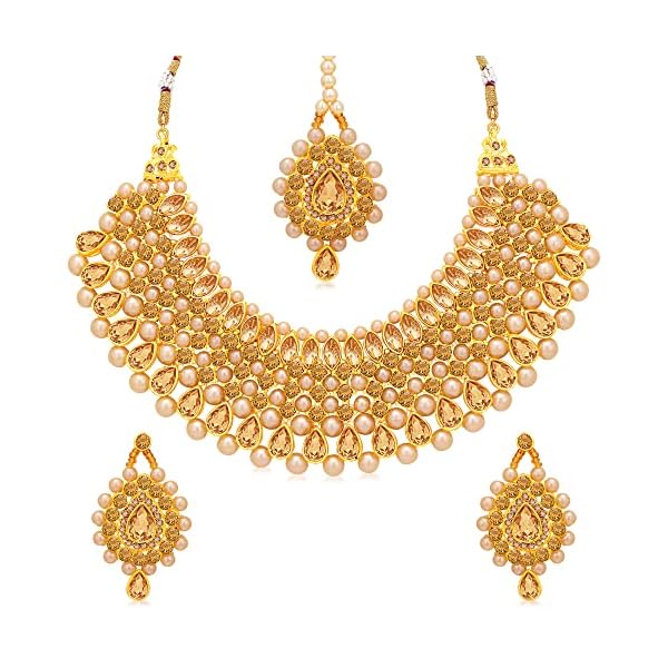 Sukkhi Glimmery Gold Plated Choker Necklace & Mangalsutra Combo Set for Women (CBMIX104245) - Image 4