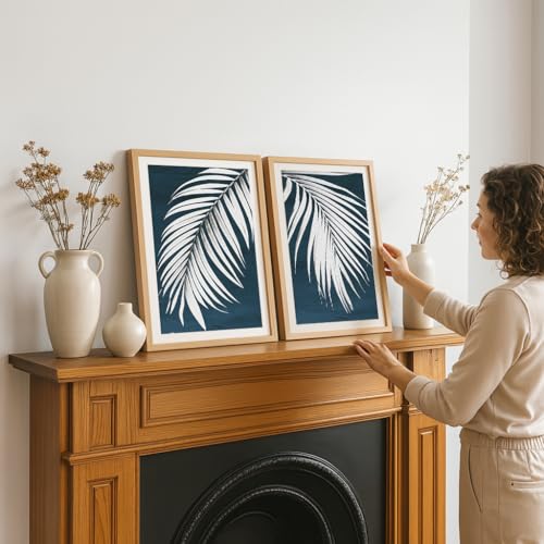 Image of COLOSSAL ART HOUSE Set of 2 botanical wall art paintings for living room & wall painting for bedroom wall decor - (10x13 Inch framed poster, Paintings for home decor)