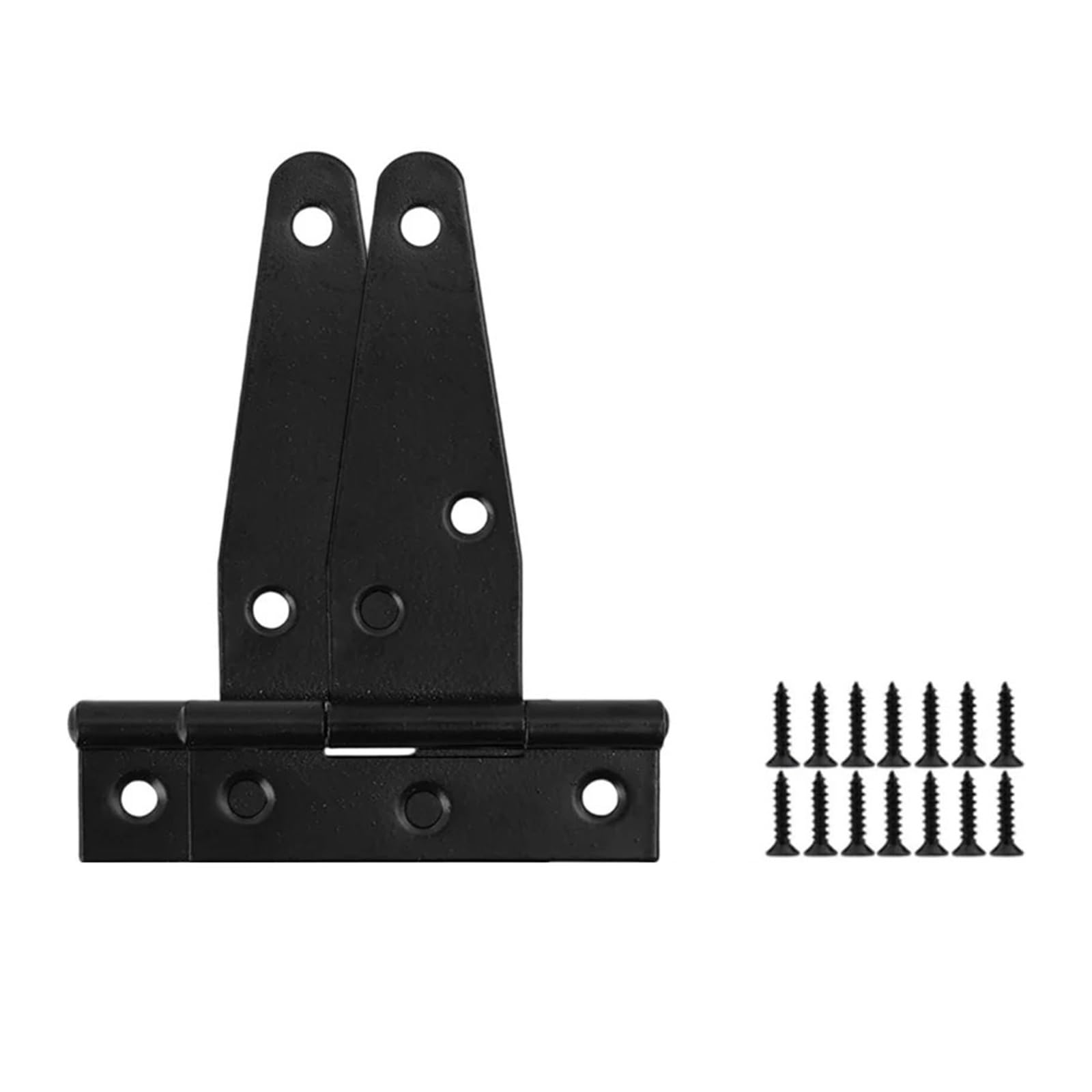 Heavy Duty Black T Shape Iron Hinges Galvanized Door Gate Hardware Shed Cabinet Barn Room Strap Hinge with Screw(2Set-9.5x6.4cm)