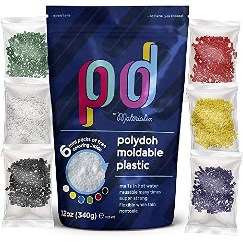 Polydoh Moldable Plastic + Coloring granules - Various Sizes - 12oz. Melts in hot Water. Durable Hand moldable Plastic for DYI, Crafts, Cosplay, Repairs, prototyping | Polymorph, plastimake Cover