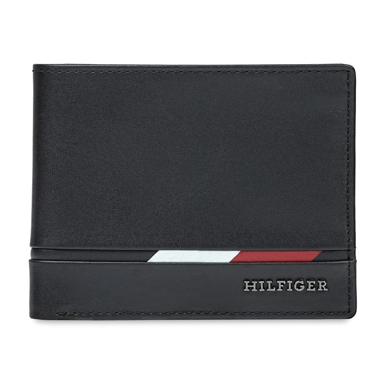 tommy hilfiger Men's Genuine Leather Passcase Wallet Stege - Black | High Capacity Bifold with 12 Card Slots, 2 Compartments & Id Window | Stylish Purse of Gents-picture-24
