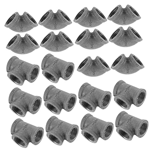 HOLIDYOYO Set of 15pcs Water Pipe Fittings Elbow Fittings Tee Connectors Tube Connectors for Diy Projects Made of Steel Ir