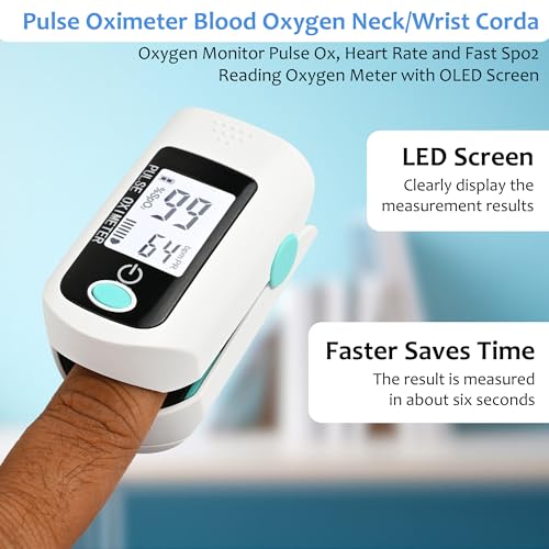 Image of X1805 Fingertip Pulse Oximeter - SpO2 & Heart Rate Monitor for Kids, Children & Adults - Accurate LED Display, Includes Batteries & Lanyard, Home & Personal Use