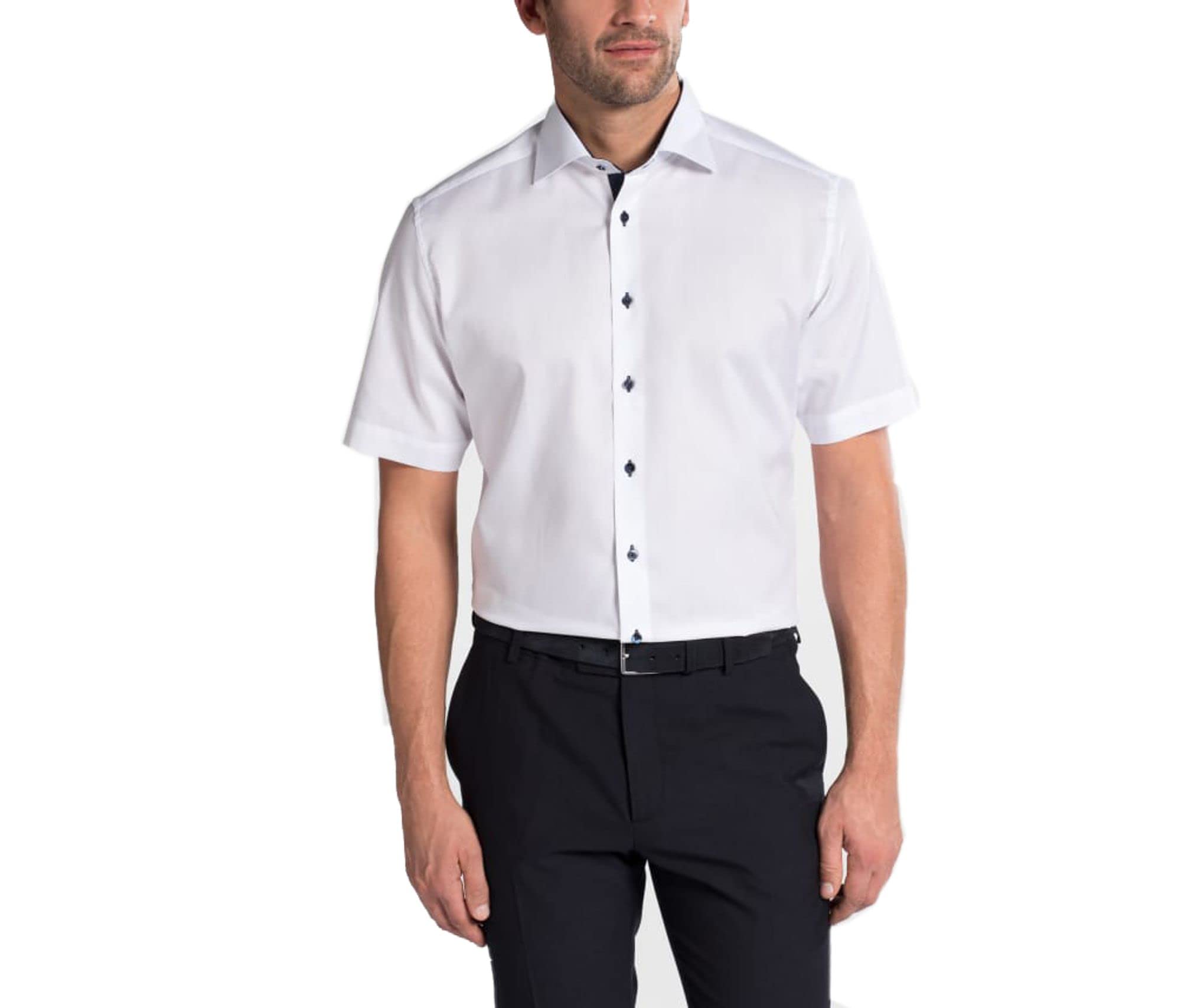 Eterna Men's Half Sleeve Shirt Comfort Fit Pinpoint White Uni