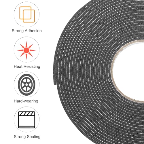 Image of uxcell 1pcs Rolls Double Sided Foam Tape Removeable Foam Sponge Mounting Tape Strong Adhesive Tape Strips(Black, 32ft x 1 /2 inch x 1 /8 inch) for Home Paint Wall Hanging Poster Decor