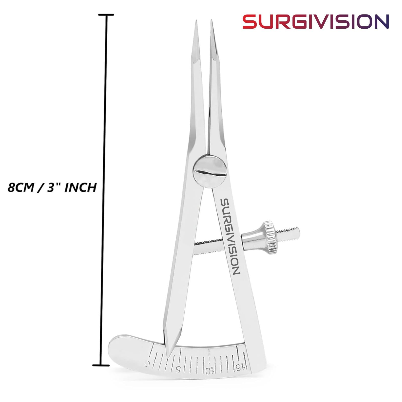 SurgiVision Castroviejo Caliper 20 mm Straight | Screw Mechanism Ophthalmic Instrument | Stainless Steel Anti-Rust | Eye Surgery Measuring Tool
