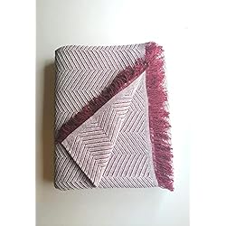 Colcha Granate QRAICH Colchas Multiusos para Sofá, Plaid para Cama, Mantas Foulard Cubre sofá y Cama, Modelo Espiga, Reversible, Algodón-Poliéster. (230 x 260 cm, Granate)