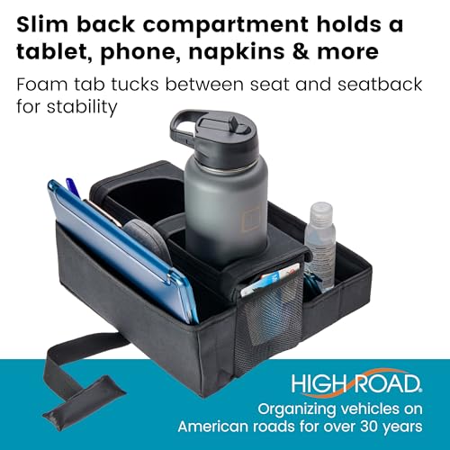High Road CarHop Jr - Car Organizer with Cup Holder Bin and Storage or Eating Tray for Car - Front Seat Organizer for Drivers and Back Seat Organizer for Kids and Adults - Thumbnail 4