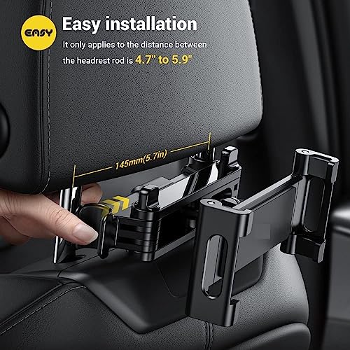Image of FKU Car Back Seat Headrest Mobile Mount Holder, [ Double Extendable Stick ] 360 Degree Rotation iPad Car Holder Back Seat for Tablets,and More 4.7-12.9 inch Devices (Q2)