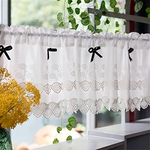 Panel de cortina pequeña para baño y cocina con bolsillo de varilla 3