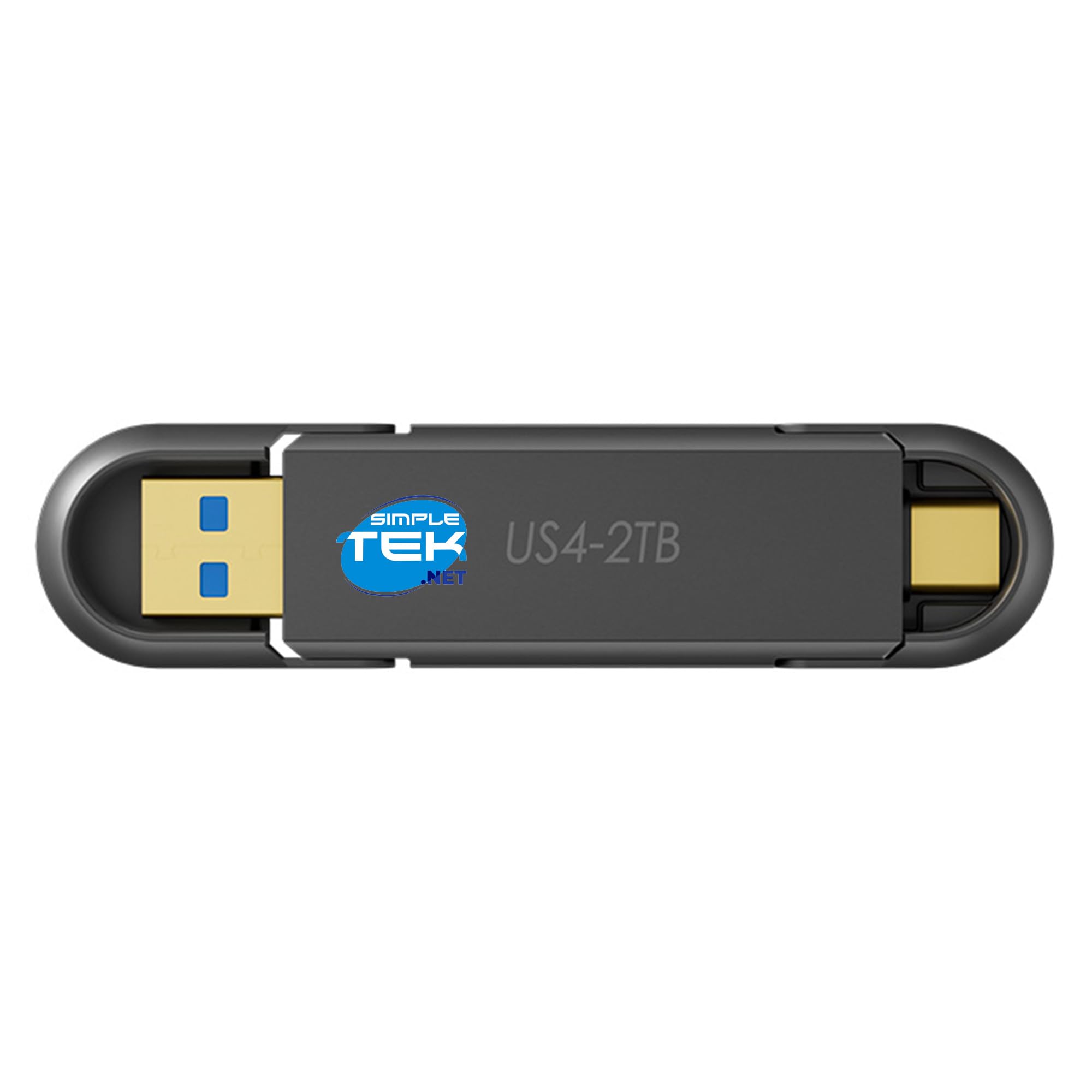 SIMPLETEK - Chiavetta USB SSD Portatile 2 TB ad Alta Velocità - Interfaccia USB 3.1 Gen 2, Doppio Connettore USB-A e USB-C