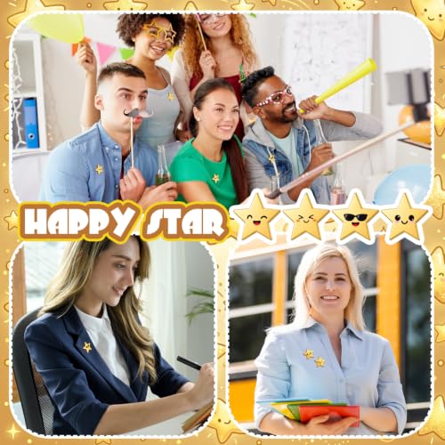 Image of Lyrow 25 /50 /100 /150 /300 Pcs Gold Star Pins Bulk golden Metal Y2k Motivational Pins for Patriotic Veterans Day Bckpack Brooch Lapel