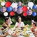Retisee 18 Pcs Patriotic Paper Lanterns Decorative American Flag Lantern 4th of July Lanterns Round Hanging Lantern Red White Blue Decorations for Independence Day Holiday Party Decor, 8 Inch, 12 Inch