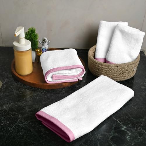 Image of Divine Casa Cotton Face & Hand Towel Set - 500 GSM Quick Dry, Ultra Soft Bath Towels for Gym, Hotel, Travel & Daily Use - Pack of 4