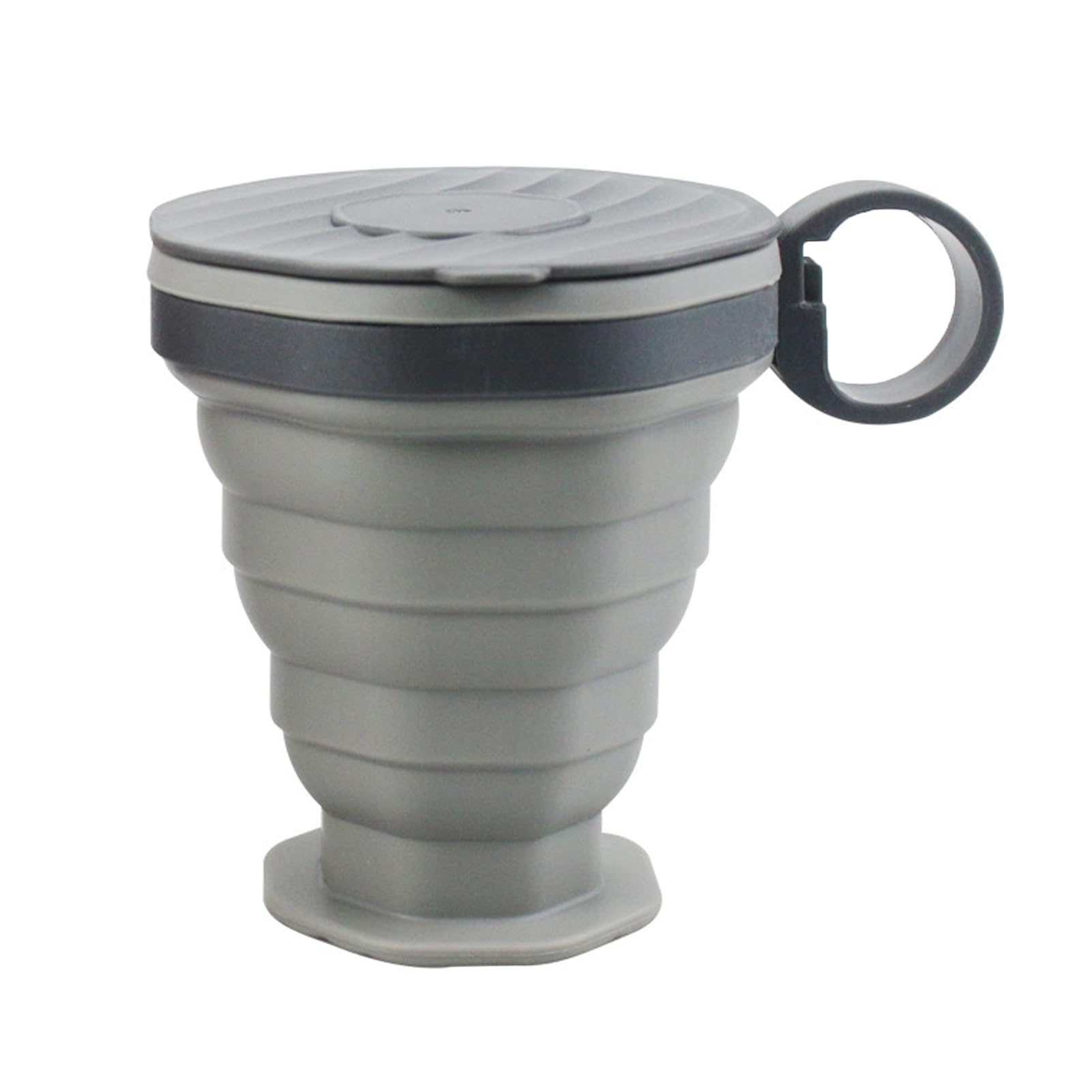 Porceosy Grey Collapsible Travel Cup Silicone Portable Coffee Cup For Hot And Cold Drinks Reusable Travel Mugs For Camping Hiking Picnic Self Driving To-Go Pocket Size Coffee Tumbler