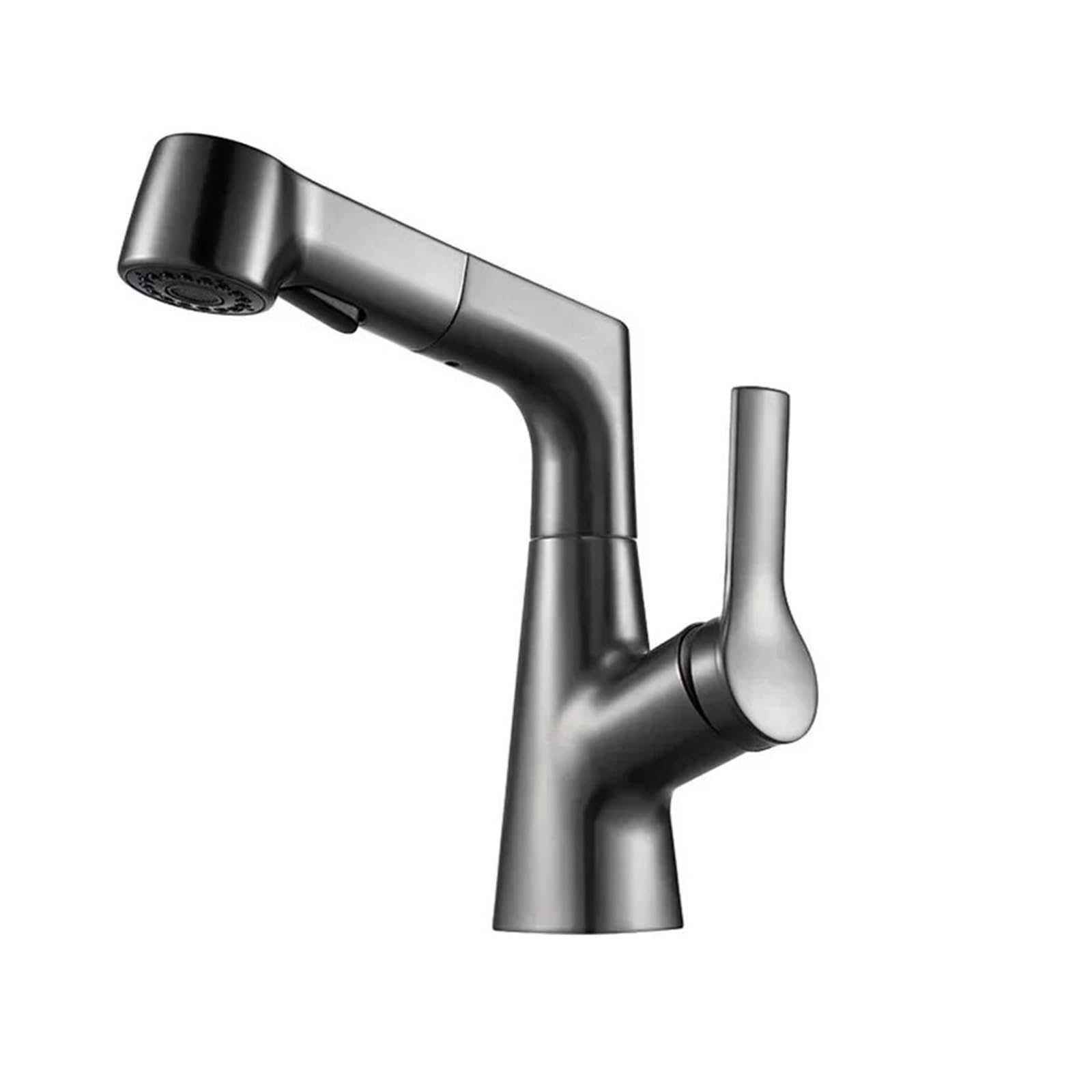 Jvddi A- Grey Pull-Out Lift Bathroom Basin Faucet 360° Rotatable Washbasin Faucet Stainless Steel