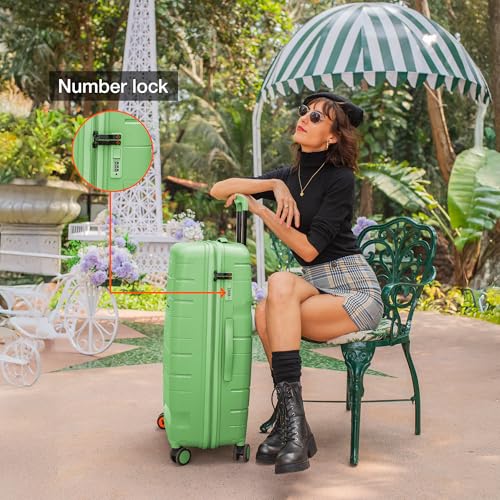Image of Nasher Miles Paris Hard-Sided Polypropylene Check-In Luggage Avacado Green 28 Inch|75 Cm 8 Wheels Spinner Large Trolley Bag for Travel Suitcase