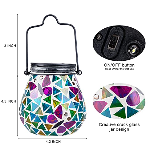 Mosaic Solar Light Outdoor Hanging Lantern - Butterfly Theme Jar Lantern Waterproof Table Lamp For Garden, Patio, Party, Yard, Outdoor Indoor Decoration #TOP1