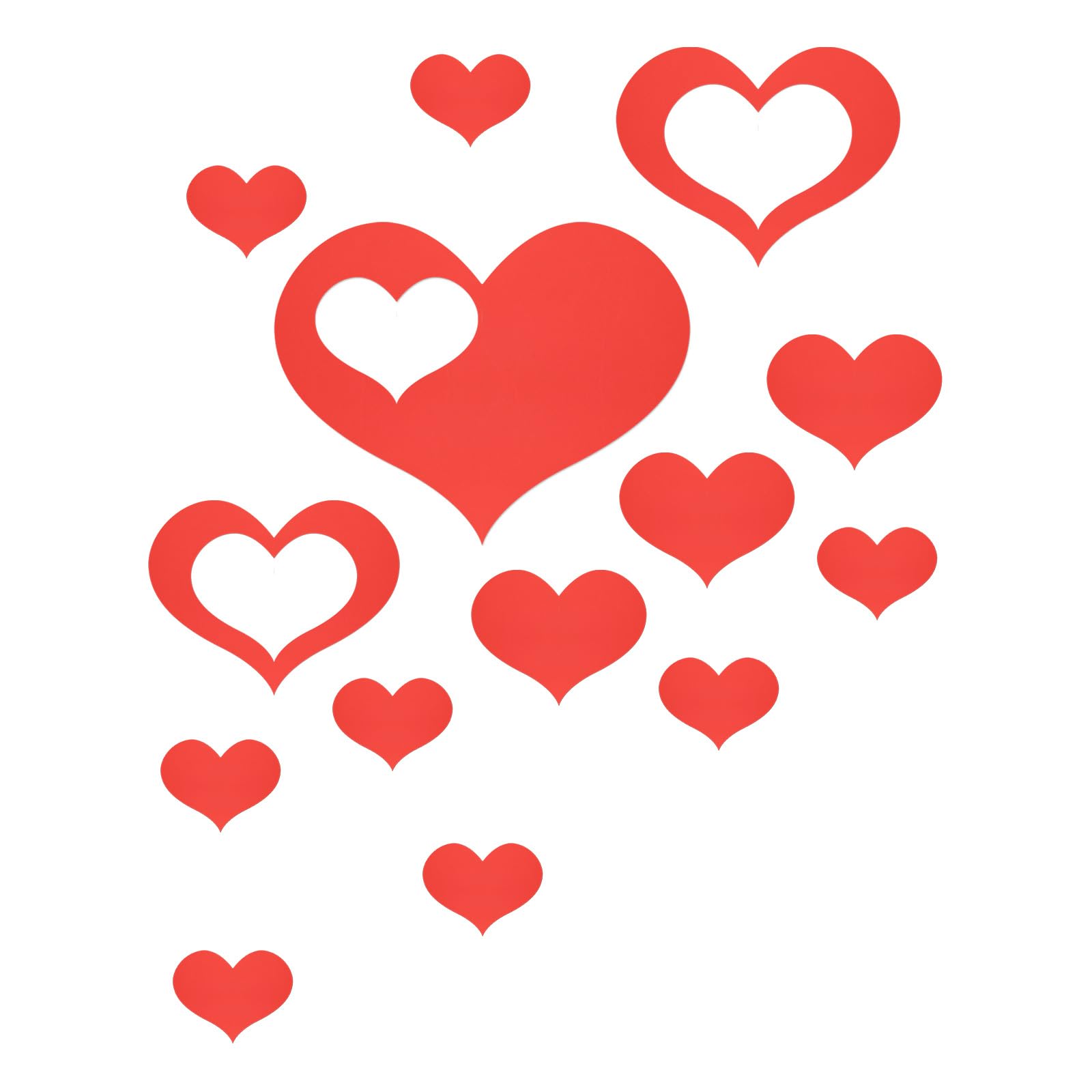 uxcell Acrylic Mirror Wall Stickers, 14Pcs in 1Set Self Adhesive Removable Heart Wall Decals for Home Living Room Bedroom Office DIY Decor (Red)