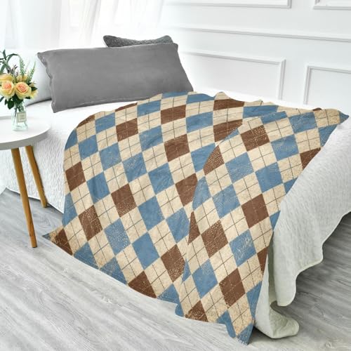 Couverture douce et confortable pour canapé grand format 140x178 cm bleu marron - 5