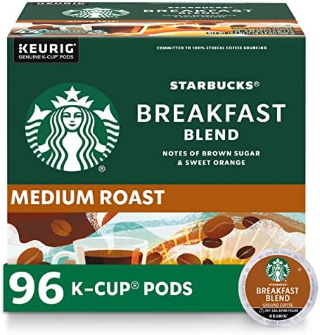 Starbucks Medium Roast K-Cup Coffee Pods — Breakfast Blend for Keurig Brewers — 4 boxes (96 pods total)