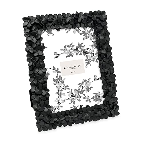 Image of Laura Ashley 5x7 Black Flower Textured Hand-Crafted Picture Frame w /Easel