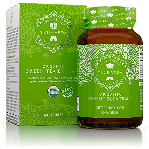 Organic Green Tea Extract Capsules â€“ USDA Organic Certified | 100% Natural Herbal Supplement | Boost Metabolism & Low Caffeine Source for Gentle Energy | Inc. EGCG to promote Weight Loss | 60 Pills