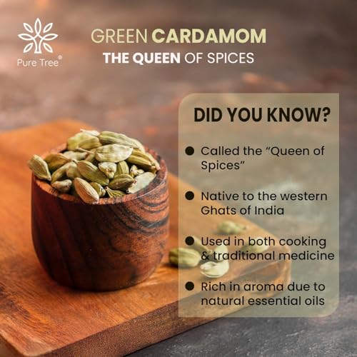 Image of Pure Tree Certified Organic Elaichi | 40 g | Glass Jar | Organic Green Cardamom Whole Spices Hari Chhoti Elaichi Seeds Unique Aroma & Pleasant Flavour