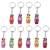NUOBESTY Nesting Dolls Keychain 36pcs Russian Nesting Dolls Keychains Mini Wood Matryoshka Dolls Key Rings Toys Russian Dolls Key Rings Party Favor Gift (Random Style) Russian Matryoshka
