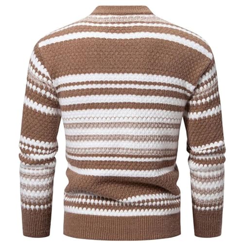 Men's Crew Neck Long Sleeve Knit Pullovers Casual Striped Slim Fit Knitted Sweater3
