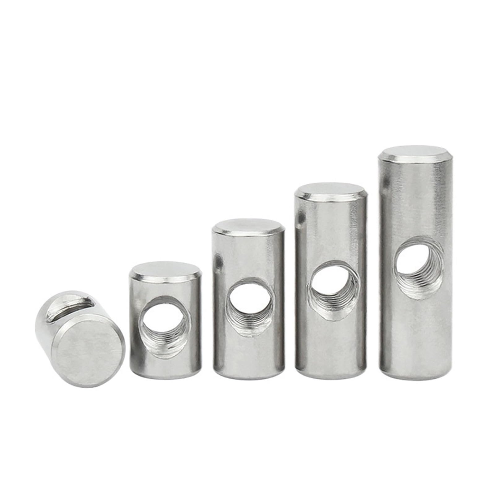 PULaif Furniture Barrel Nuts, Silver Stainless Steel Thumb Screws Cross Dowel Barrel Bolts Multiple Sizes 5-Pack(OD10 M6x18(5PCS))