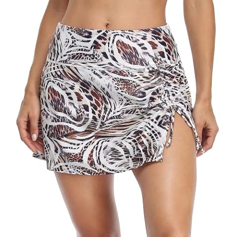 CharmLeaks Leopard Print Swim Skirt with Brief Cover