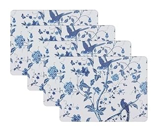 Laura Ashley Cork Placemats 16 x 12-inch for Kitchen and Dining Tables, Heat Resistant, Durable, Easy Clean, Set of 4, Summer Palace