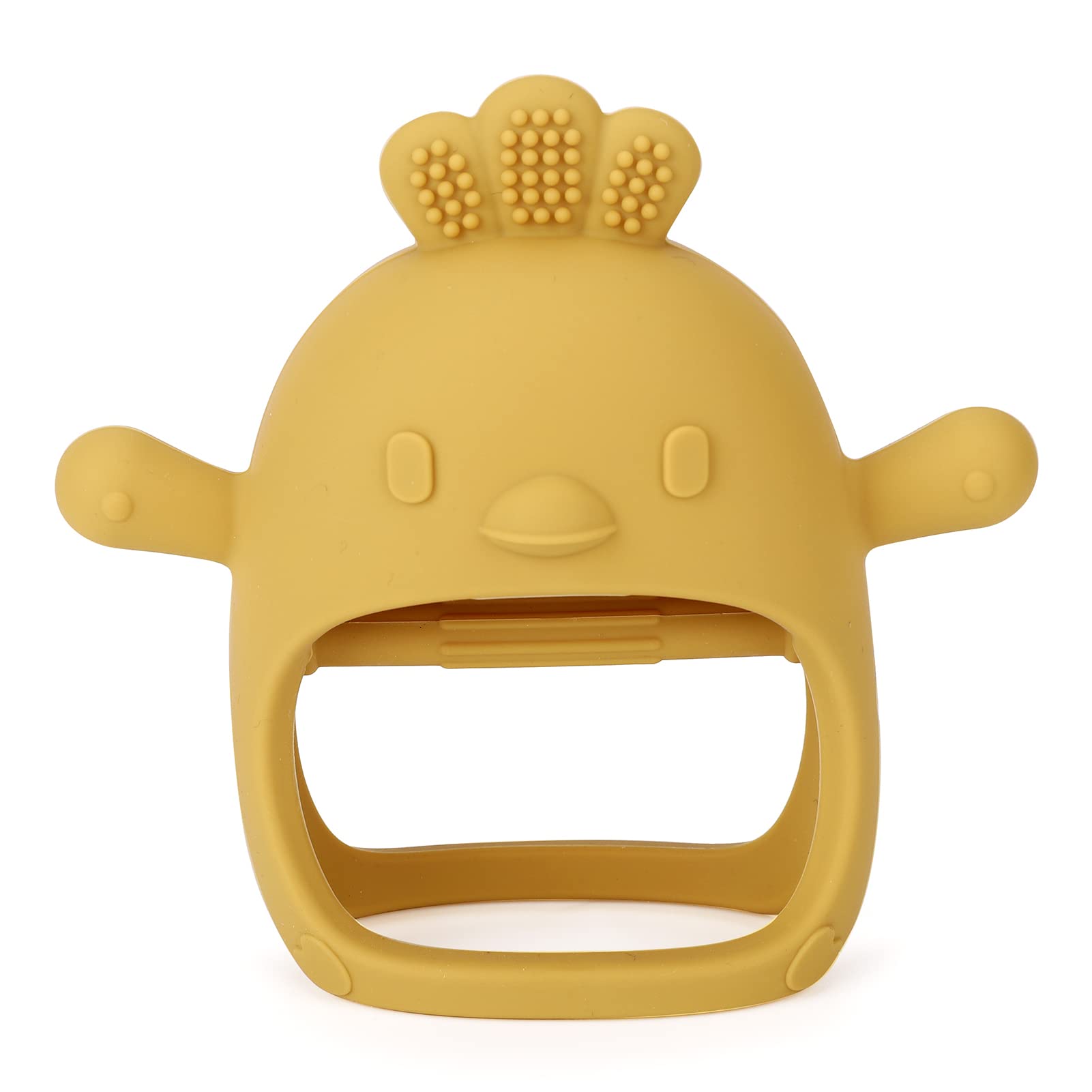 Socub Silicone Baby Teether Toy for Infants 12+ Months, BPA Free Anti-Drop Silicone Mitten Teething Toy for Soothing Sore Gums, Baby Chew Toys for Sucking Needs, Mango