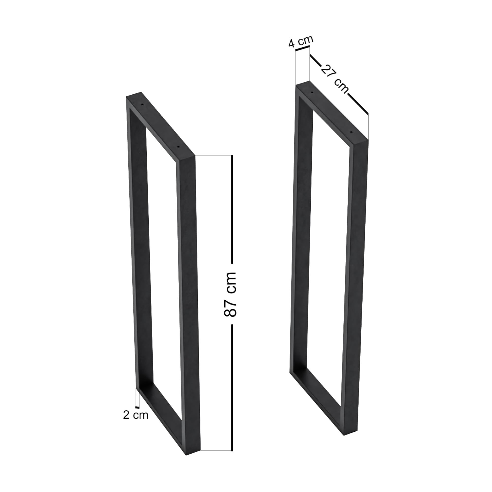 [en.casa] Set di 2 Gambe in Acciaio per Mobili Fai da Te Gambe Rettangolari per Tavolo Alto da Bar Consolle Bancone Altezza 87 cm Nero