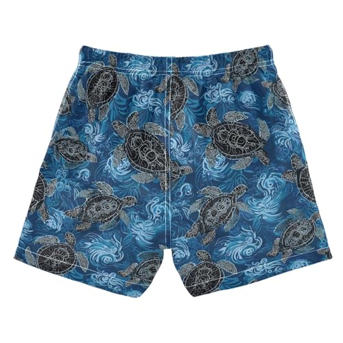 Boccsty Black Turtle Boys Swim Trunks Baby Kids Blue Sea Swimwear Summer Toddler Beach Board Shorts Bathing Suit 3T2