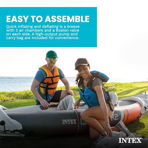 Image of INTEX Dakota K2 Inflatable Kayak 2-Person Portable Set with Paddles & Pump