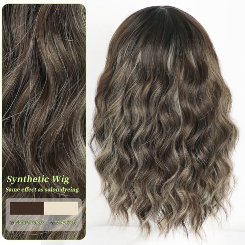 Image of AISI HAIR Bob Curly Wig with Bangs Short Wavy Wigs for Women | 14 inch, Ready to Wear, Heat Resistant Fiber Hair, Shoulder Length wig, Natural Appearance, Beginner Friendly for Daily