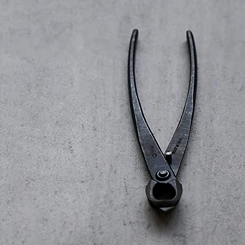 Wazakura Handgeschmiedete Bonsai-Zange 200 mm, Made in Japan - Konkavzange Schwarz