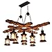 Produktbild COCOL Pendelleuchte Vintage Pendellampe Höhenverstellbar Metall Retro Kronleuchter Industrial Loft Holz Dekorativer Hängeleuchte 8*E27 Lampe Für Esstisch Küche Wohnzimmer Deckenlampe Bar Cafe Lampen