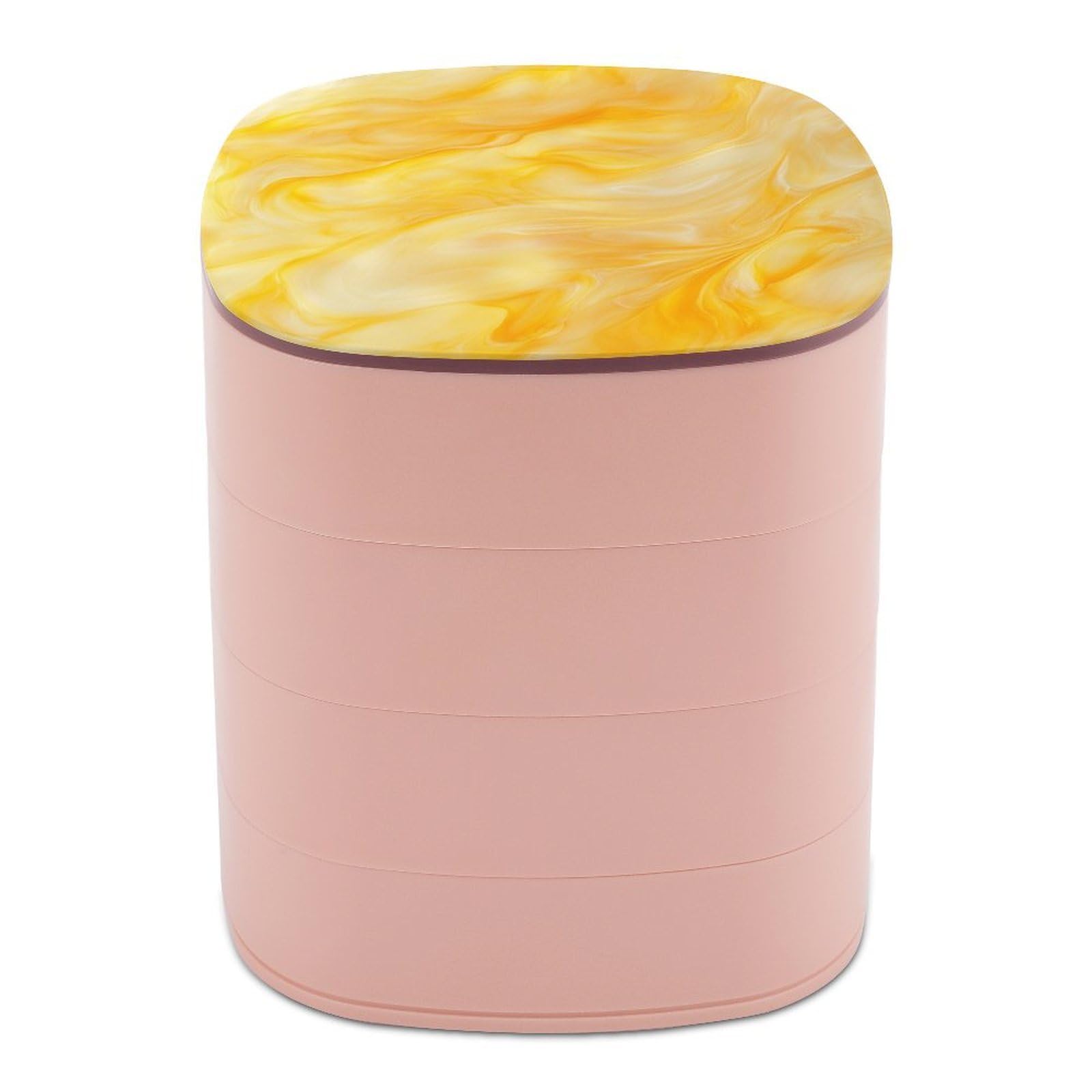 Jubonexis Warm Yellow Opalescent Glass Minimal Texture Jewelry Boxes for Women, Earring Holder Organizer Rotating Jewelry Organizer for Necklaces Bracelets Ring
