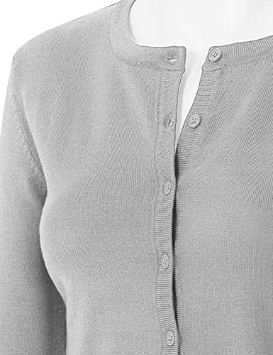 Image of Women's 3 /4 Sleeve Crew Neck Button Down Stretch Knit Cardigan Sweater (S-3XL)