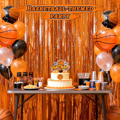 Image of Crosize 3 Pack 3.3 x 9.9 ft Orange Foil Fringe Glitter Curtains Party Decorations, Tinsel Backdrop for Parties, Door Streamers for Birthday, Photo Booth Backdrops, Party Decor